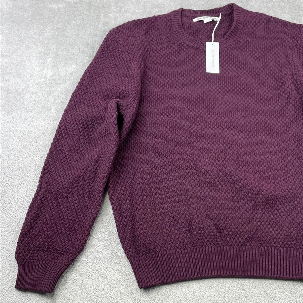NEW Outerknown L Wool Cotton Harbor Knit Purple Textured Knit Sweater‎
